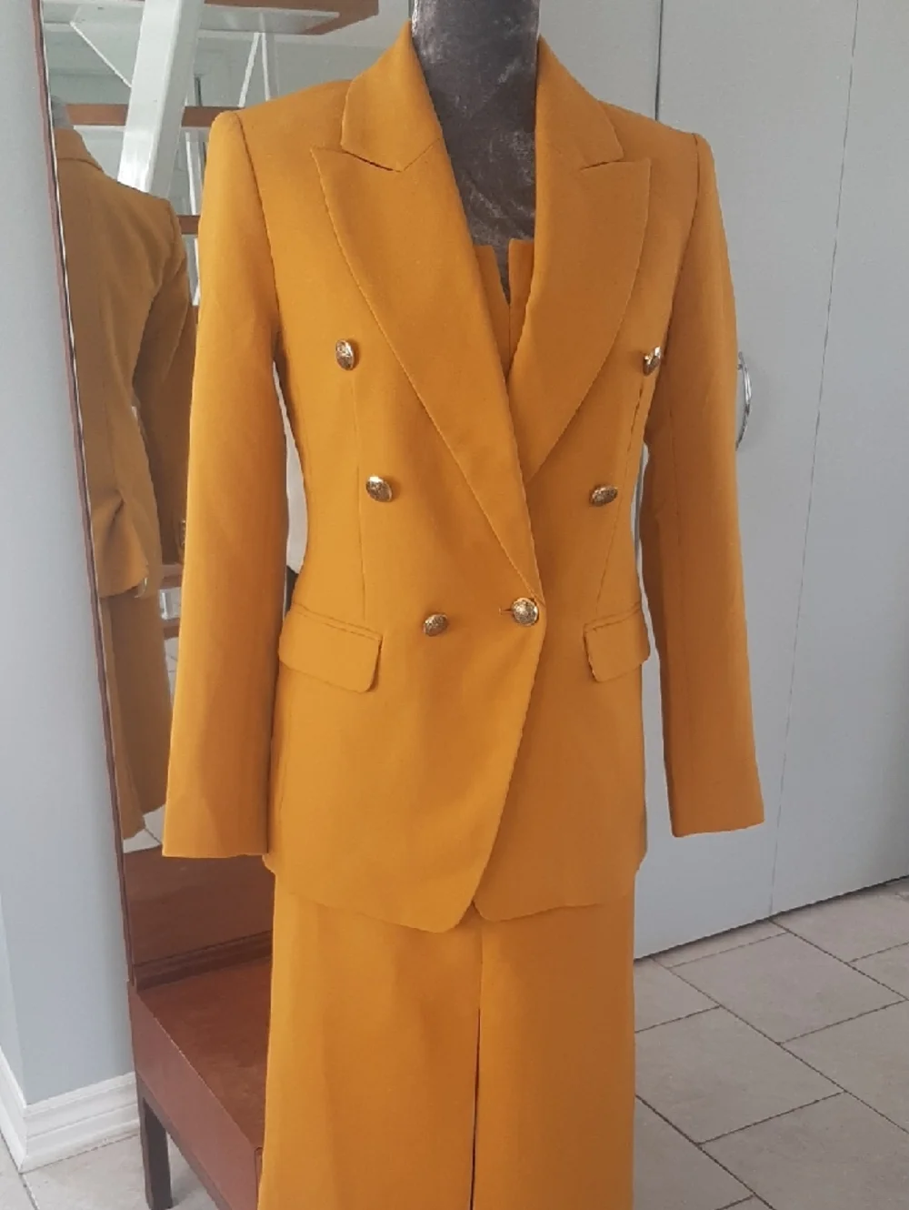 2 PC Banana Republic🔥HARVEST GOLD🔥JACKET➕DRESS Taylored Sz 4 - Picture 12 of 16